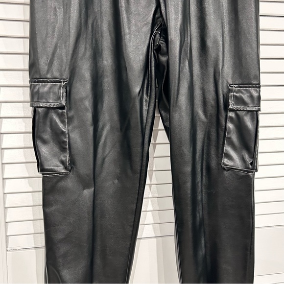 NWOT Vegan Leather Cargo Joggers - Picture 5 of 12